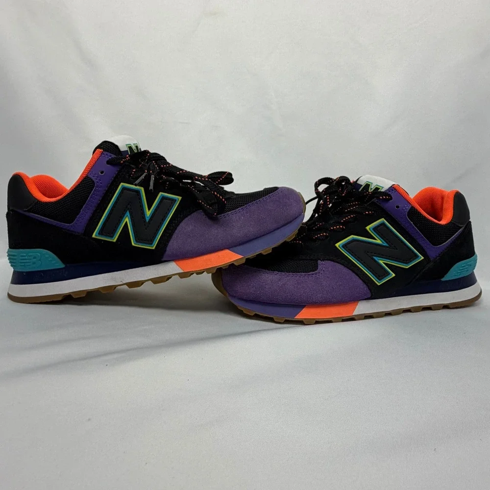 New Balance 574 Mens Sneakers Purple Black Orange Teal ML574HA2 Retro Low Top
